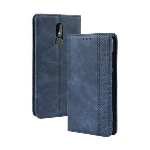Funda de Cuero Nokia 3.2 Hebilla Magnética Retro Crazy Horse Texture Soporte y Ranuras (Azul)