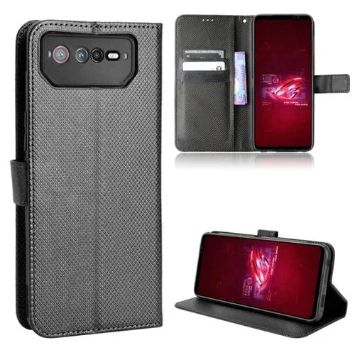 Funda de Cuero para Asus Rog Phone 6/6 Pro con Textura de Diamante (Negro)