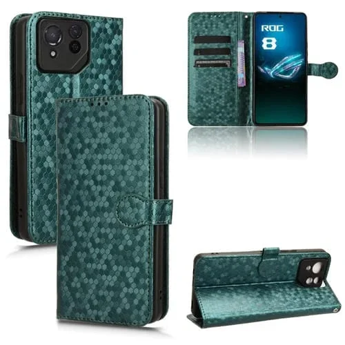 Funda de Cuero para Asus Rog Phone 8 Pro Honeycomb Dot Texture (Verde)