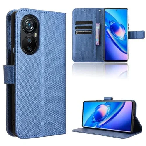 Funda de Cuero para BlackView A200 Pro con Textura de Diamante (Azul)