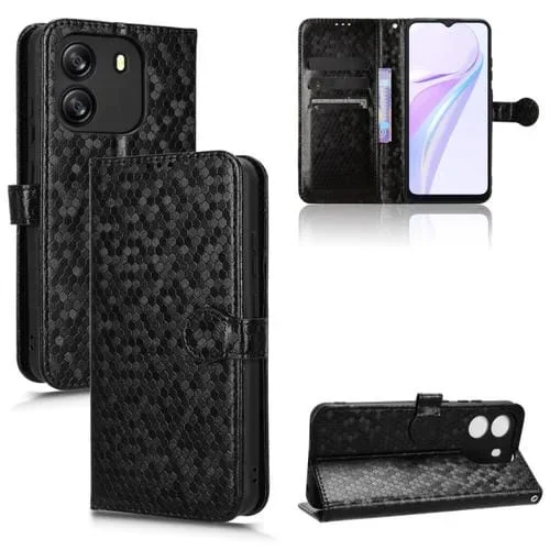 Funda de Cuero para BlackView Wave 6C con Textura de Punto de Panal (Negro)