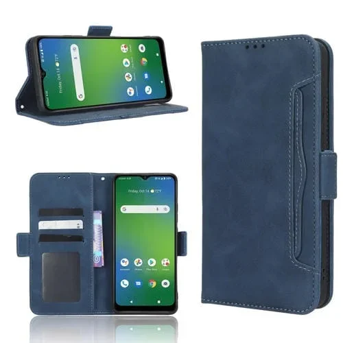 Funda de Cuero para Cricket Icon 4 con Textura Becerro y Ranuras para Tarjetas (Azul)