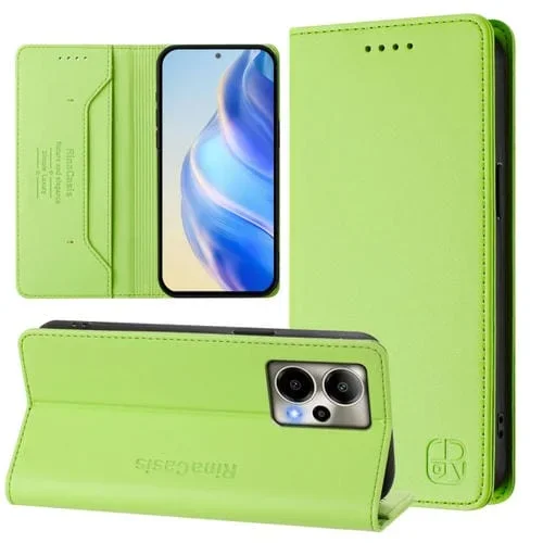 Funda de Cuero para Cricket Outlast 5G 2024 Rc01 con Doble Pliegue y Succión Magnética (Verde Hierba)