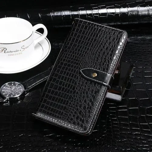 Funda de Cuero para Cubot X50 Idewei Cocodrilo Textura Horizontal Flip con Soporte y Ranuras (Negro)