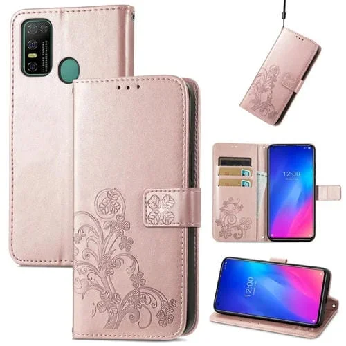 Funda de Cuero para Doogee N30 Four-Hoof Clasp con Hebilla en Relieve (Rose Glod)