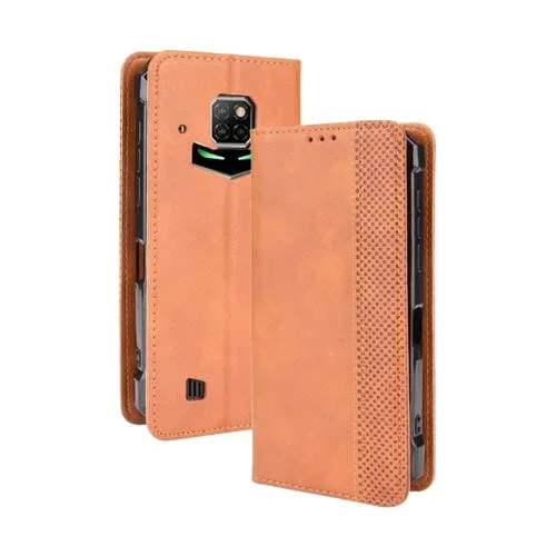 Funda de Cuero para Doogee S88 Plus y S88 Pro con Hebilla Magnética, Ranuras y Soporte (Marrón)