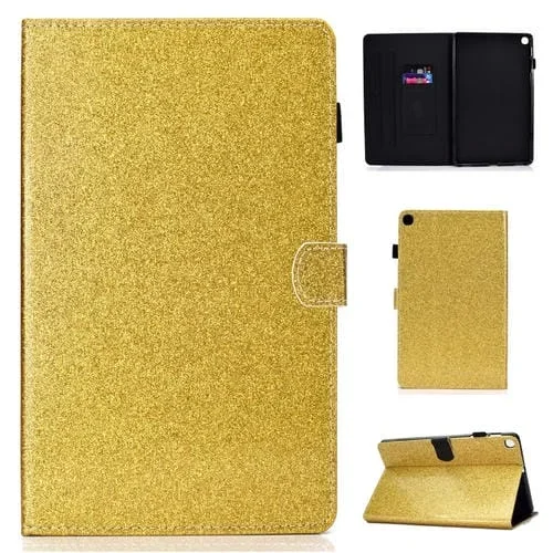 Funda de Cuero para Galaxy Tab a 8.0 & S Pen P200 (2019) con Tapa Horizontal, Soporte y Ranura para Tarjeta (Dorado)