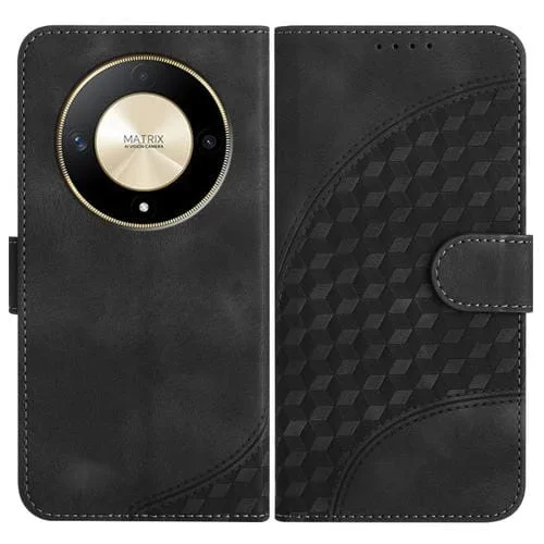 Funda de Cuero para Honor X9A Yx0060 con Relieve y Cabeza de Elefante con Cordón (Negro)
