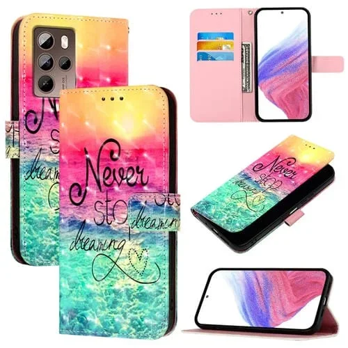 Funda de Cuero para HTC U24 Pro con Tapa Horizontal y Pintura 3D (Persiguiendo Sueños)
