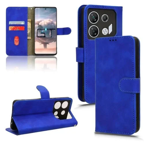 Funda de Cuero Para Infinix Gt 10 Pro con Tapa Magnética (Azul)