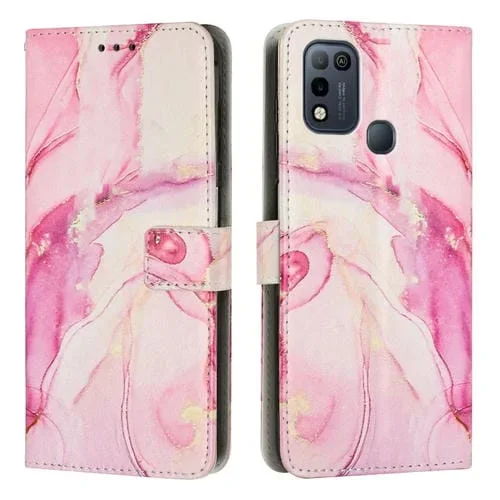 Funda de Cuero para Infinix Hot 11 Play con Patrón de Mármol Pintado (Oro Rosa)