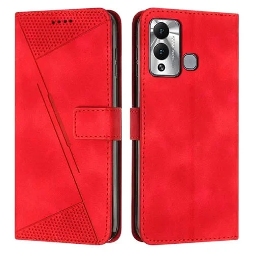 Funda de Cuero para Infinix Hot 12 Play Dream Triangle con Cordón (Rojo)