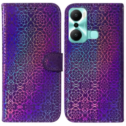 Funda de Cuero para Infinix Hot 20 Play con Hebilla Magnética Colorida (Púrpura)