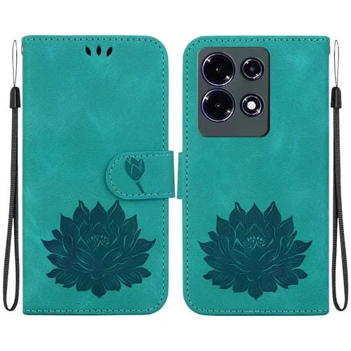 Funda de Cuero para Infinix Note 30 4G / 5G con Relieve de Loto (Verde)