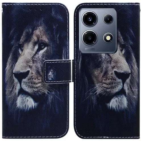 Funda de Cuero para Infinix Note 30 Vip con Tapa y Dibujo Coloreado (León)