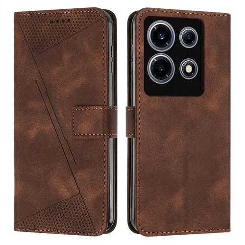 Funda de Cuero para Infinix Note 30 Vip Dream Triangle con Cordón (Marrón)
