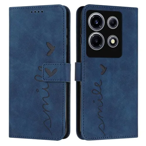 Funda de Cuero para Infinix Note 30 Vip Skin Feel con Patrón de Corazón (Azul)