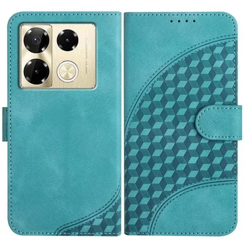 Funda de Cuero para Infinix Note 40 Pro 4G/5G Yx0060 con Relieve y Cabeza de Elefante (Azul Claro)