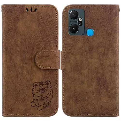 Funda de Cuero para Infinix Smart 6 Plus con Relieve Little Tiger (Marrón)