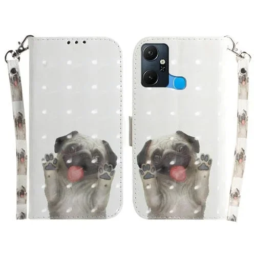 Funda de Cuero para Infinix Smart 6 Plus con Tapa Horizontal 3D (Pug)