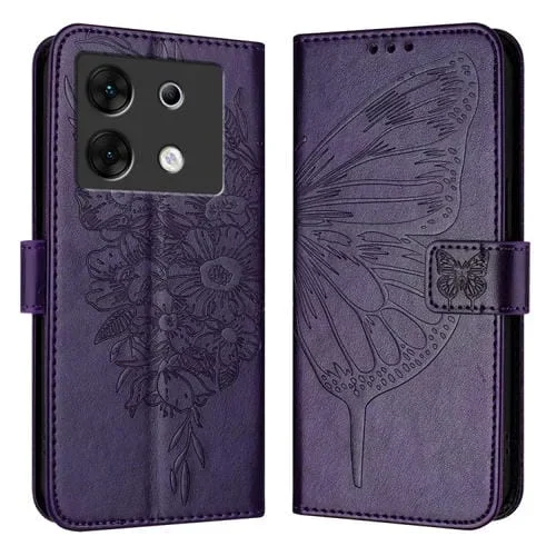 Funda de Cuero para Infinix Zero 30 5G con Mariposa en Relieve (Púrpura Oscuro)