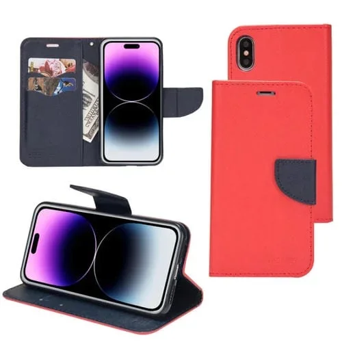 Funda de cuero para iPhone 11 Pro Mercury Contrast Color Splicing (Rojo)