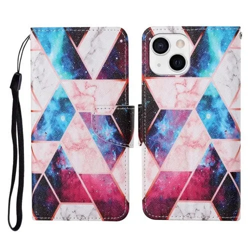 Funda de Cuero para iPhone 13 Mini con Tapa Horizontal y Patrón Mármol Estrellado