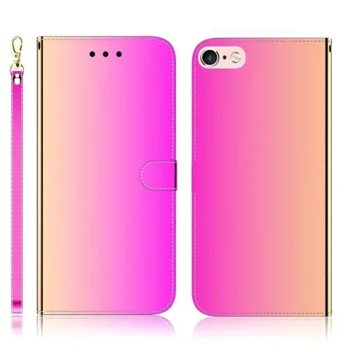 Funda de Cuero para iPhone 6 / 6S con Superficie de Espejo Imitada, Tapa Horizontal, Soporte, Ranuras y Cordón (Color Degradado)