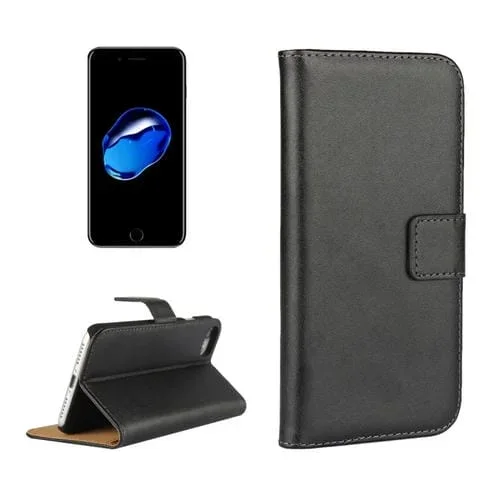 Funda de Cuero para iPhone 8 y 7 con Tapa Horizontal, Soporte, Ranuras para Tarjetas y Billetera (Negro)