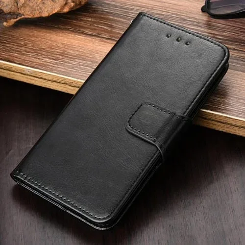 Funda de Cuero para iPhone Xs Max Crystal Texture con Tapa Horizontal, Soporte y Ranuras para Tarjetas y Billetera (Negro)