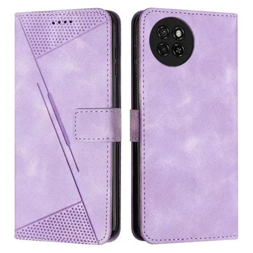 Funda de Cuero para Itel S23 Dream Triangle con Cordón Largo (Púrpura)