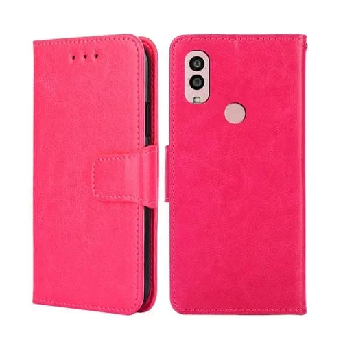 Funda de Cuero para Kyocera Android One S10 con Textura de Cristal (Rosa Roja)