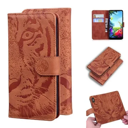 Funda de Cuero para LG K40S con Tapa Horizontal, Soporte, Ranuras para Tarjetas y Billetera (Marrón)