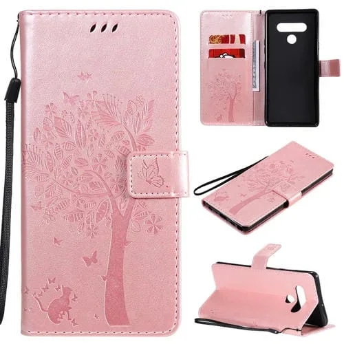 Funda de Cuero para LG Stylo 6 con Tapa Horizontal, Soporte, Ranuras para Tarjetas y Cordón (Oro Rosa)