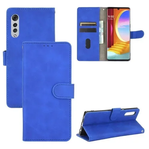 Funda de Cuero para LG Velvet con Hebilla Magnética, Soporte y Ranuras para Tarjetas (Azul)