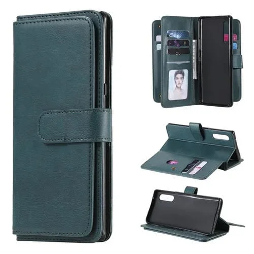 Funda de Cuero para LG Velvet / G9 con Hebilla de Cobre Magnética, 10 Ranuras, Billetera y Soporte (Verde Oscuro)