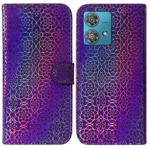 Funda de Cuero para Motorola Edge 40 Neo con Hebilla Magnética Colorida (Púrpura)