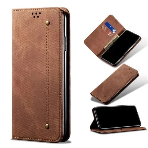 Funda de Cuero para Motorola Moto Edge (2021) Flip Horizontal con Soporte y Billetera (Marrón)