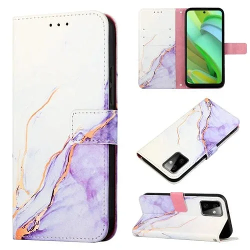 Funda de Cuero para Motorola Moto G Power 2023 Pt003 con Tapa y Patrón de Mármol (Ls006)