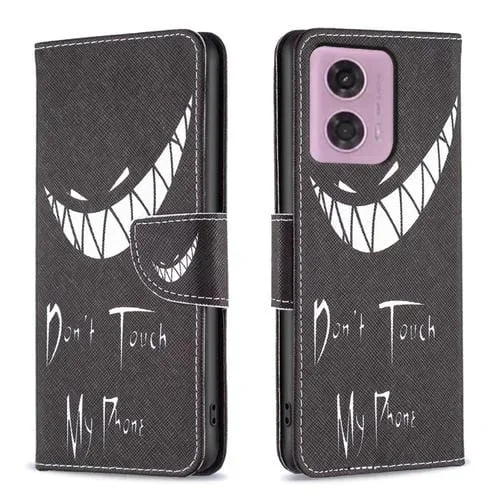 Funda de Cuero para Motorola Moto G24 con Patrón de Dibujo de Colores (Sonrisa)