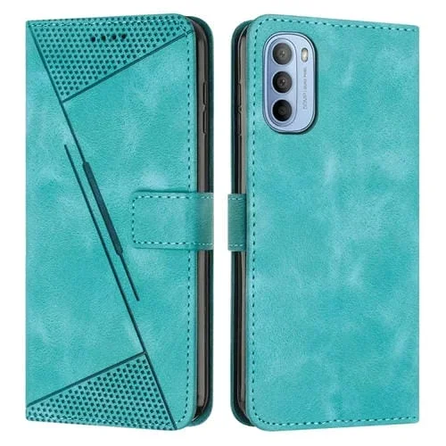 Funda de Cuero para Motorola Moto G51 5G Dream Triangle con Cordón (Verde)