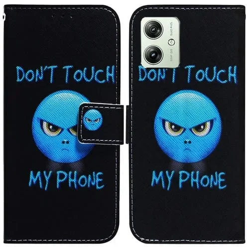Funda de Cuero para Motorola Moto G54 con Tapa y Dibujo Coloreado (Anger)