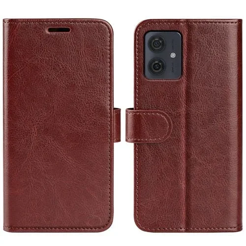 Funda de Cuero para Motorola Moto G54 R64 con Tapa Horizontal y Textura (Marrón)