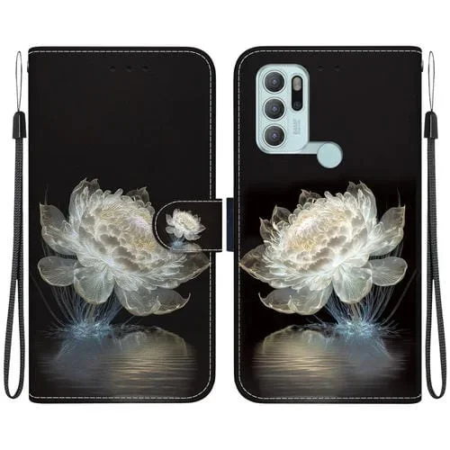 Funda de Cuero para Motorola Moto G60S con Dibujo Coloreado y Textura de Cristal (Peonía de Cristal)