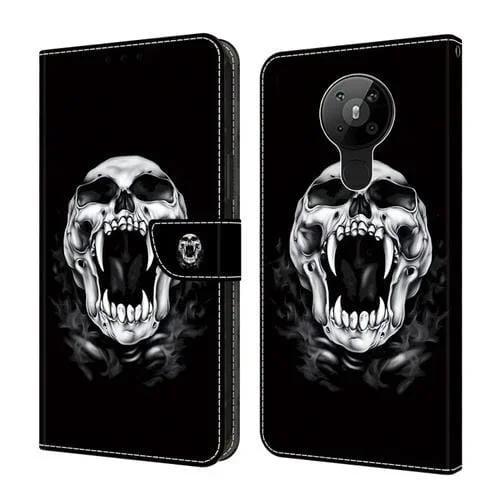 Funda de Cuero para Nokia 5.3 con Cristales y Diseño Calavera