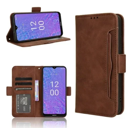 Funda de Cuero para Nokia C210 con Textura Skin Feel y Ranuras para Tarjetas (Marrón)