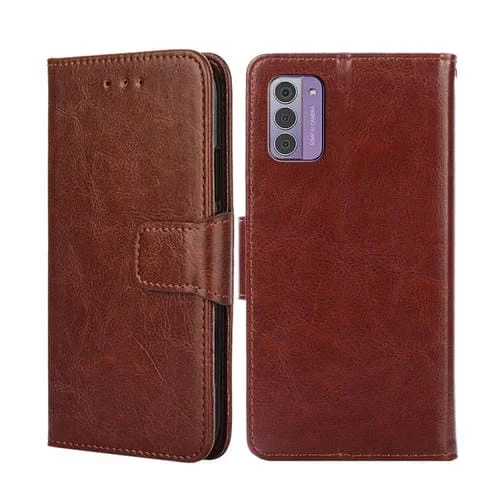 Funda de Cuero para Nokia G42 5G con Textura de Cristal (Marrón)
