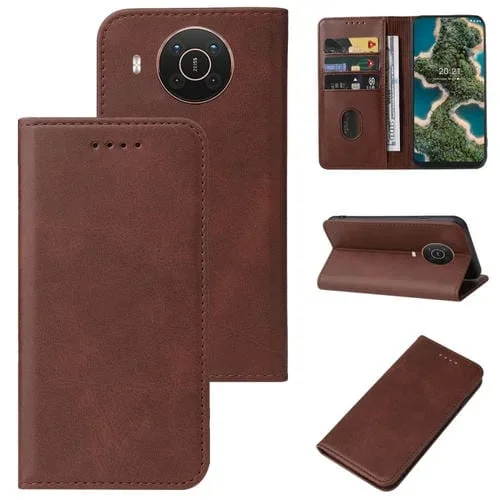 Funda de Cuero para Nokia X20 y X10 con Cierre Magnético (Marrón)