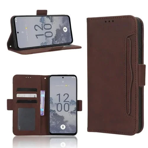 Funda de Cuero para Nokia X30 5G con Skin Feel, Textura Becerro y Ranuras para Tarjetas (Marrón)