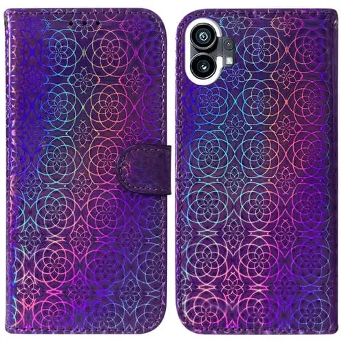 Funda de Cuero para Nothing Phone 1 con Hebilla Magnética Colorida (Púrpura)